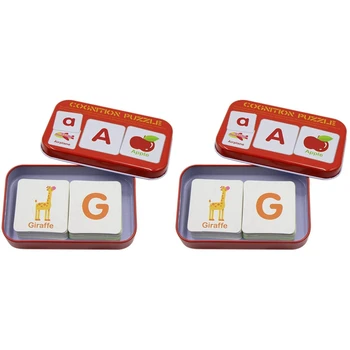2X флеш-карты с защитой от разрывов, обучающие карточки-пазлы с алфавитом, коробка для хранения в уме, алфавит