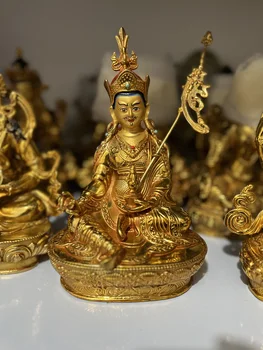 Оптовые поставки буддизма, Гуру Ринпоче Падмакара Будда, позолота, МЕДНАЯ статуя Будды, Поклонение В ДОМАШНЕМ Храме, Защита семьи