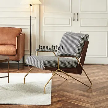 ZQ Одноместный диван-кресло из черного ореха, легкое роскошное кресло в стиле Хаундстут в стиле ретро для отдыха, мебель для гостиной