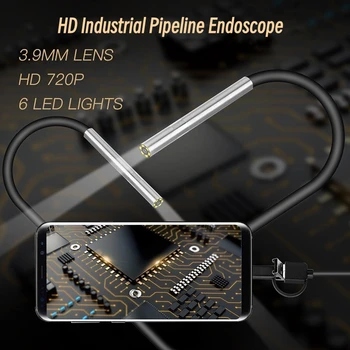 3,9 мм HD Эндоскопическая камера, Промышленный Трубопроводный Эндоскоп, Водонепроницаемый 3 в 1, Автомобильный Электрический Эндоскоп для осмотра канализации