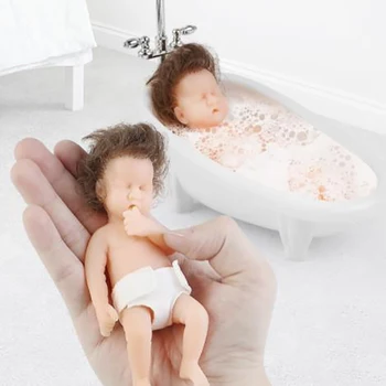 12 см, полностью силиконовая Мини-реалистичная кукла-Реборн, Детская игрушка-Антистресс с шапочкой или волосами