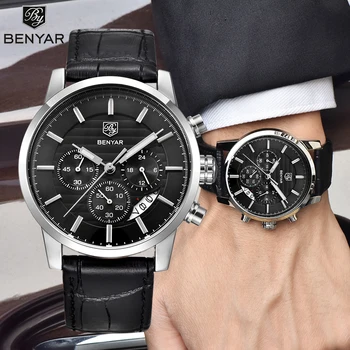 Мужские часы BENYAR, деловые модные мужские часы для мужчин, топ люксовый бренд, наручные часы, мужской спортивный хронограф reloj hombre 2022