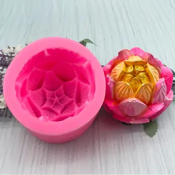Силиконовая форма 3D в форме лотоса, переворачивание сахара, выпечка, форма для мыла lotus ручной работы, свеча, капающий клей, гипсовая форма