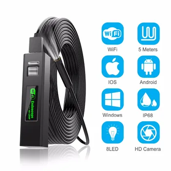 Эндоскопическая камера Беспроводной эндоскоп 2.0 MP HD бороскоп Жесткий змеиный кабель для IOS iPhone Android Samsung Смартфон ПК