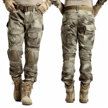 Камуфляжные Охотничьи Тактические боевые брюки, Камуфляжные Мужские брюки С наколенниками, Страйкбол, Снайпер, Пейнтбол, Военные Армейские брюки BDU
