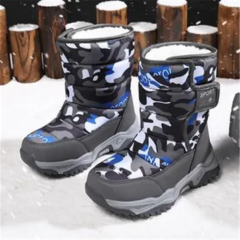 Зимняя детская обувь 2023 года; Нескользящая обувь из плюшевой водонепроницаемой ткани для девочек; Зимние ботинки на резиновой подошве; Модные теплые уличные ботинки