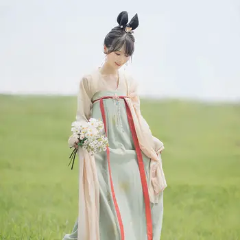 Традиционная китайская одежда, Женский ретро двухцветный костюм Ханфу, костюм для народных танцев, костюм принцессы Династии Тан
