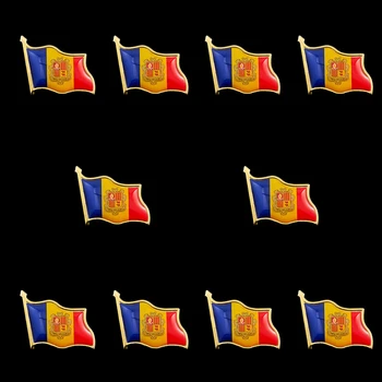 10 шт. Сувенирная эмаль с изображением Флага Андорры на лацкане, разноцветная булавка для официальных мероприятий