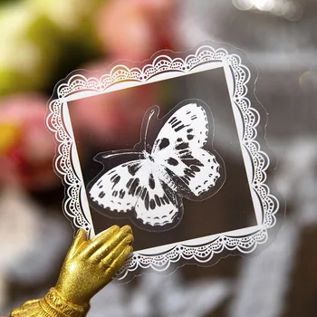 30 шт. наклейки для декоративных материалов в виде бабочки в белой ретро-кружевной рамке из домашних животных для создания коллажей 