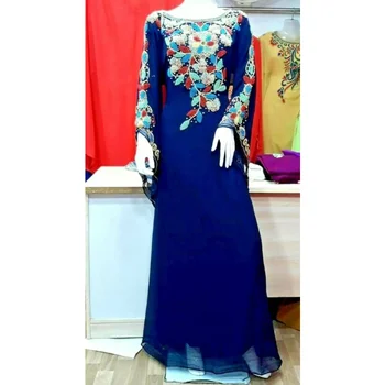 Темно-синие Кафтаны Платье Farasha Abaya в Дубае Марокко Очень модное длинное платье Европейская и американская мода