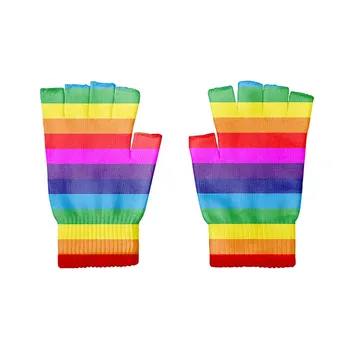 Новые Короткие велосипедные перчатки в цветную полоску Для женщин и Мужчин, Трикотажные Перчатки, Дышащие Мужские Велосипедные перчатки для занятий спортом на открытом воздухе