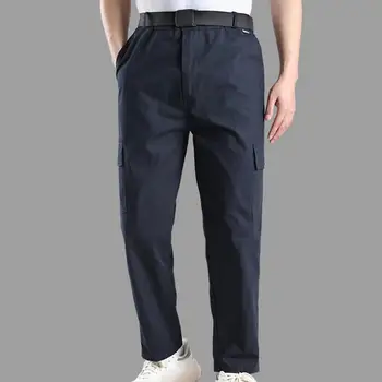 Весенние брюки-карго, мужские брюки-карго, Удобные прочные мужские прямые брюки со средней талией, множеством карманов, дышащие для ношения