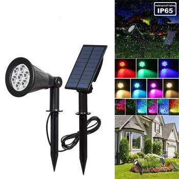 Светодиодный RGB Наружный солнечный светильник, меняющий цвет газона, Грунтовая лампа IP65, Водонепроницаемое наружное освещение, Ландшафтные прожекторы, украшение сада