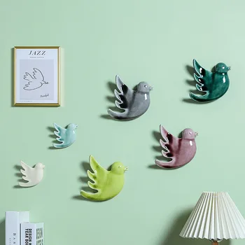 3D Керамические Птицы в Скандинавском стиле, настенные Поделки, Эстетичные Настенные украшения для гостиной, Домашний Фон, Декор стен