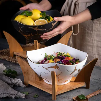 Креативная Миска для фруктового салата из Северной Европы, Мраморная Керамическая посуда, Миска для домашнего супа, миска для лапши, миска для вареной рыбы