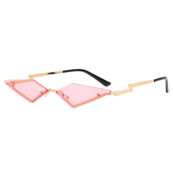 Новые модные Бескаркасные Солнцезащитные очки Европейской и американской Индивидуальности Треугольные Металлические Очки UV100 Glass