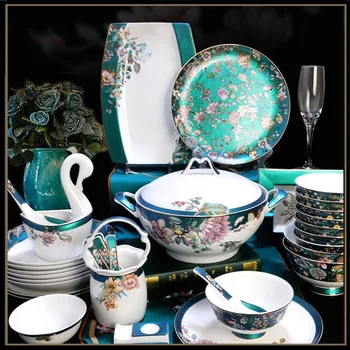 Цзиндэчжэньская эмалированная посуда, набор мисок и блюд, домашняя китайская придворная миска и тарелка, отель из костяного фарфора, подарок на стол