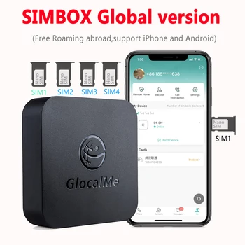 Глобальный убийца роуминга Glocalme SIMBOX 4SIM-слота 2SIM Активируют онлайн SIMADD для i Phone 6-14 pro Max и Android SIM дома