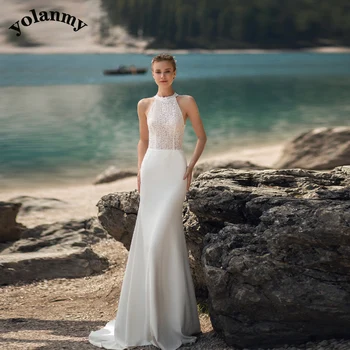 Свадебные платья YOLANMY 5 Pastrol Trumpet для невесты, женщин, 2023, Кружевное Vestido De Casamento Plus