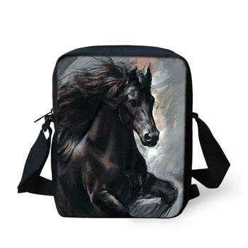 Сумка-мессенджер с принтом фризской лошади для девочек-подростков, сумки на плечо для мальчиков, Женская детская Мини-сумка, сумки-портмоне через плечо