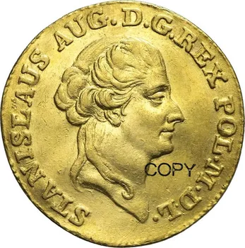 Речь Посполитая Польша 1789 г. Золотая копия монеты Дукат Станислав II Август