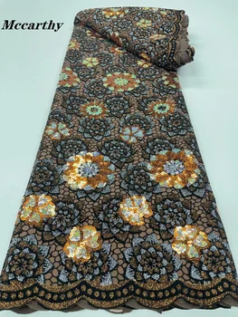 Новая африканская кружевная ткань Velevt 2023, Французская Высококачественная Нигерийская Кружевная ткань с пайетками для вечерних платьев