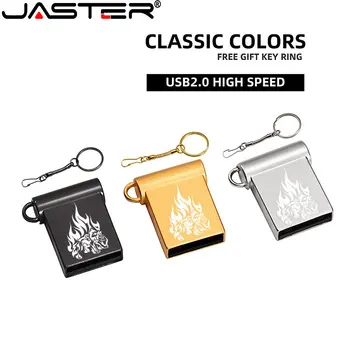 JASTER 1ШТ Бесплатный Логотип USB Флэш-накопитель 64 ГБ Брелок Для ключей Подарок USB 2.0 Memory Stick 32 ГБ Металлические Ручки 16 ГБ Мини U-диск 8 ГБ 4 ГБ
