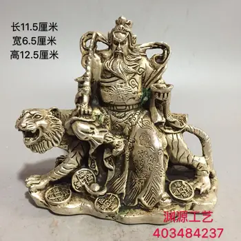 Бронзовый Чжао Гунмин верхом на тигре Статуя Бога богатства Из чистой меди Коллекция боевых искусств Бога богатства Фэн-шуй d