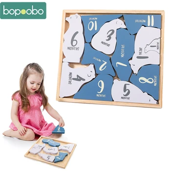 1 Комплект Детских деревянных игрушек, 3D головоломка, Белый медведь, Монтессори, Развивающая игра-головоломка для детей