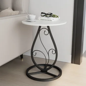 Креативная маленькая квартира, Каменная плита, Металлический круг, Журнальный столик, современный минималистичный железный угловой столик, гостиная, прикроватная тумбочка для спальни