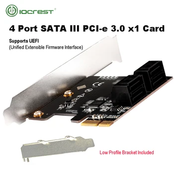 IOCREST PCIe 4 Порта 6G SATA III 3,0 Карта контроллера Без Raid PCIe 3,0 x1 Карта Расширения Низкопрофильный Кронштейн