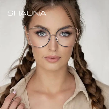 Женские очки в металлической оправе SHAUNA в стиле Ретро, Квадратные, негабаритные, прозрачные, с защитой от синего света, Оптические Мужские оправы