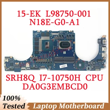 Для HP 15-EK L98750-001 L98750-501 L98750-601 с процессором SRH8Q I7-10750H DA0G3EMBCD0 Материнская плата ноутбука N18E-G0-A1 100% Протестирована нормально
