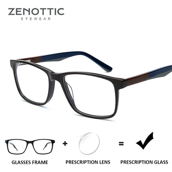 ZENOTTIC Квадратные Ацетатные Очки По Рецепту, Мужские Очки Против Близорукости с синим светом, Оправы Для очков, Оптическая Дальнозоркость, Фотохромные очки
