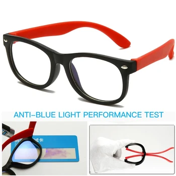 Детские очки с синим светом, Детские Квадратные Оптические очки для мальчиков и девочек, Квадратные Компьютерные Прозрачные Очки в силиконовой оправе
