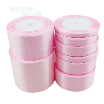 (25 ярдов / рулон) Розовая односторонняя атласная лента Оптом для подарочной упаковки рождественских лент