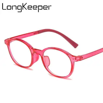 LongKeeper, детские очки с анти-синим светом, модные круглые очки для мальчиков и девочек, прозрачные линзы, компьютерная оптическая оправа UV400