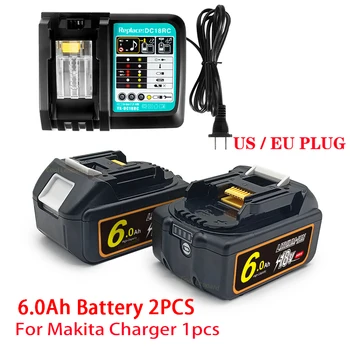 Подходит для оригинального аккумулятора Makita BL1860B 18V 6000mah для электроинструмента Makita BL1830 BL1860 LXT400.