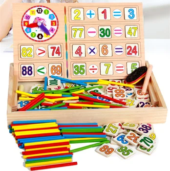 [Забавно] Детские Развивающие игрушки Деревянное Понимание цифровой Арифметики Время Цветная игра Математика набор счетных палочек обучающая игрушка