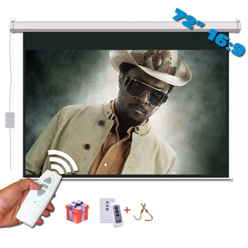 72 Дюйма 16: 9 Электрический проекционный экран матово-белый Pantalla Proyeccion для светодиодного ЖК-экрана HD Movie с моторизованным экраном проектора