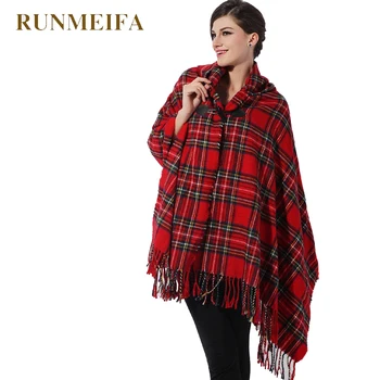 RUNMEIFA Корейская модная версия клетчатого плаща из пашмины с капюшоном, накидка, двойной британский Большой богемный шарф, шаль, Бесплатная доставка