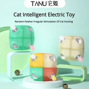 TANU Новая Интеллектуальная электрическая игрушка для Кошек Игрушка Cat Magic Box Автоматическая игрушка из кошачьих перьев Интерактивная палочка для Дразнения Кошек Аксессуары для Кошек
