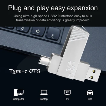 USB флэш-накопитель 2,0 128 ГБ Карта памяти 64 ГБ Флешка 32G OTG Type-C Водонепроницаемая USB2.0 Металлическая ручка Креативный U-диск