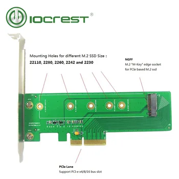 IOCREST 22 110 M.2 M ключ NVMe SSD PCIe 4,0x4 Поддержка адаптерной карты полного размера, например 22110 2280 2260 2242 2230 Размер для майнинга